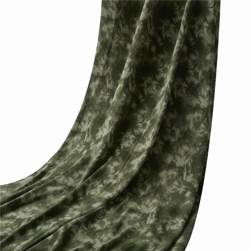 Verde militar tie-dyed 53% viscosa 47% rayón tela de rayón viscosa pastoral arrugada